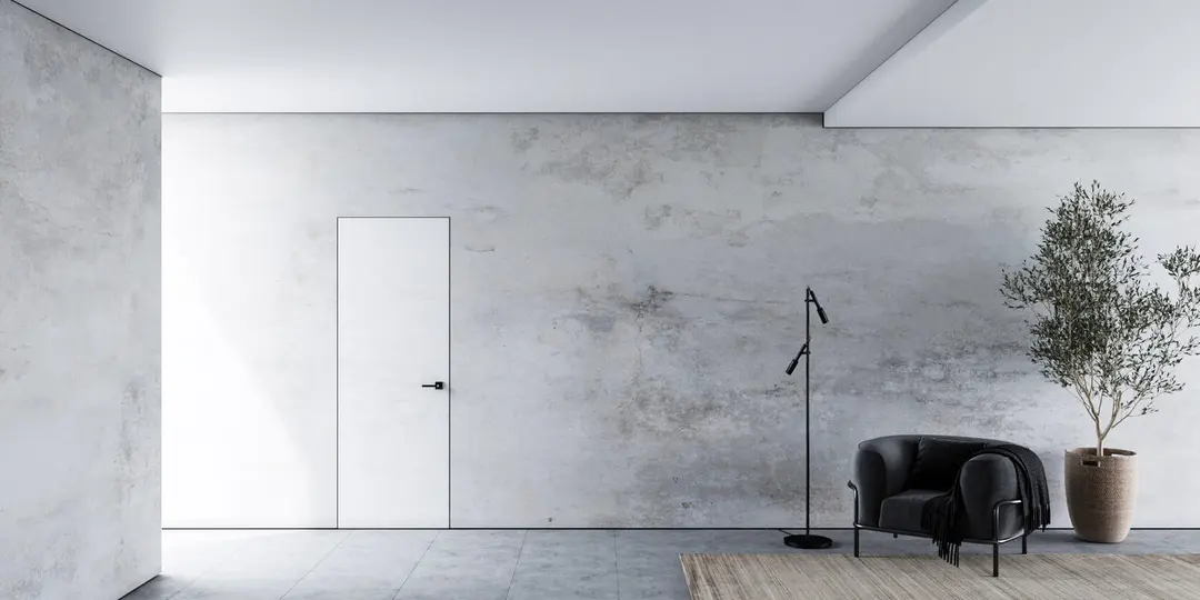 Schattenfugen-Effekt an der Wand in minimalistischem Interieur