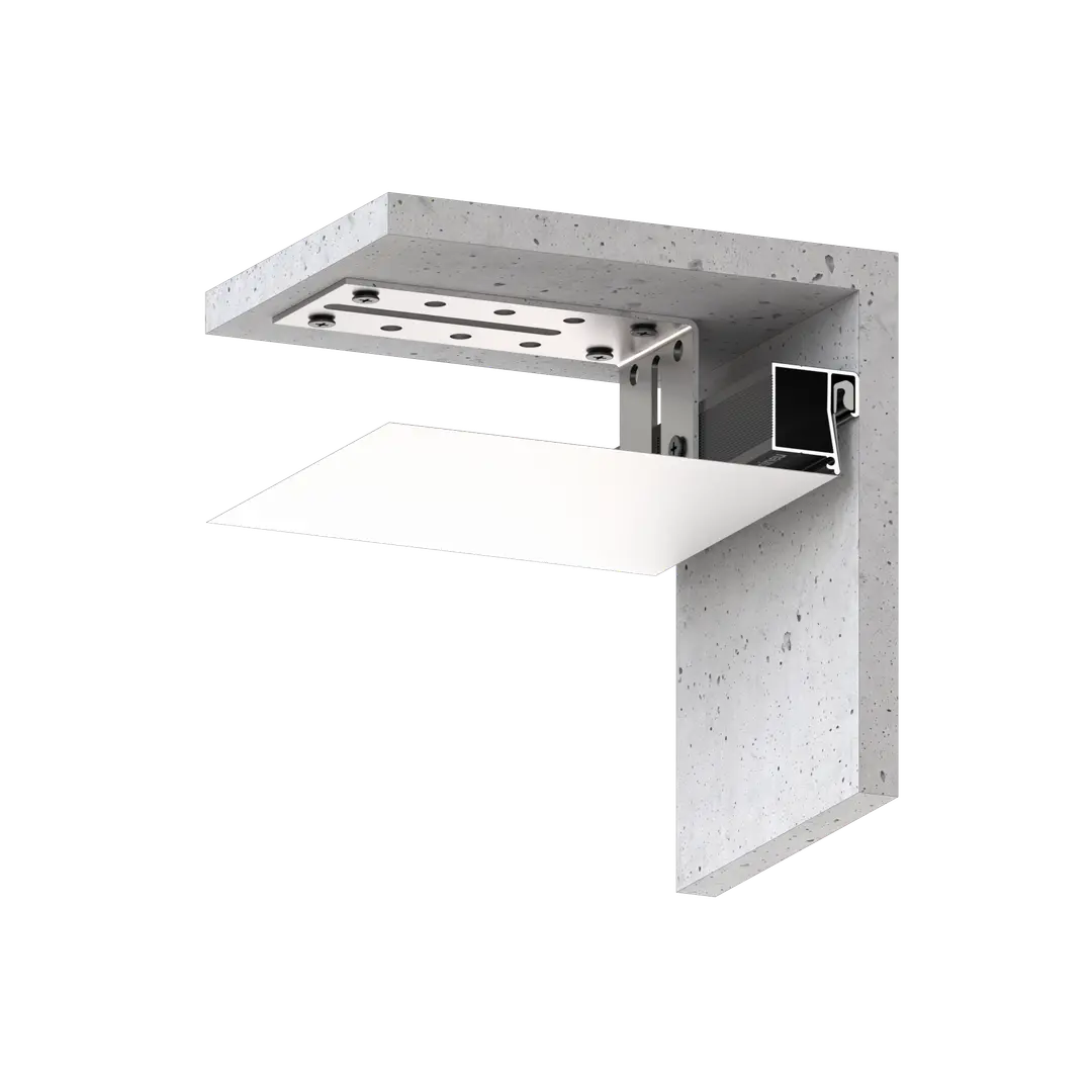 Spanndecke mit 5-mm-Schattenfuge, Profil an der Rohdecke neben der Wand befestigt, INVISIA X208