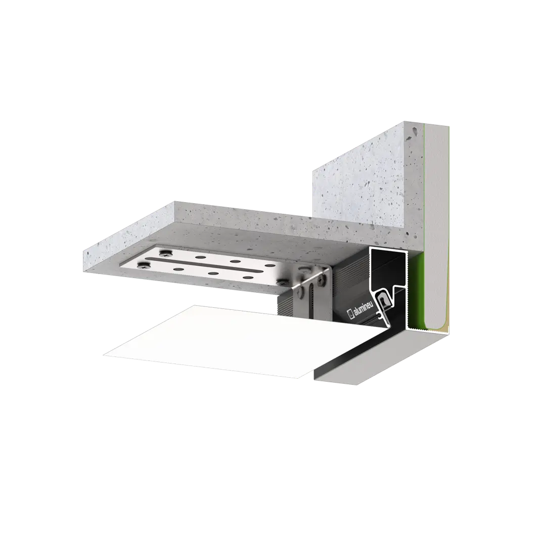 Spanndecke mit Schattenfuge am Deckenversatz, Profil an Montagewinkeln unter der Rohdecke, INVISIA X209